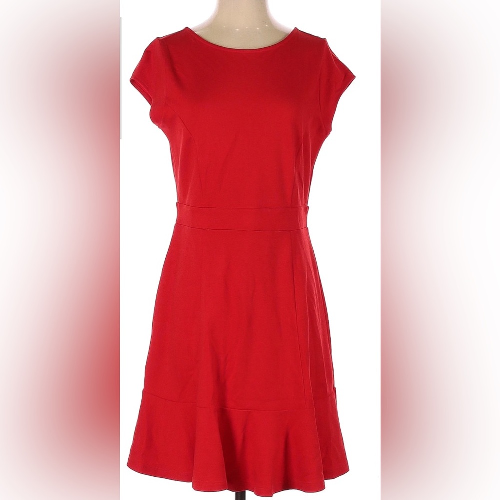 LOFT NWOT Ponte Flounce Flair Dress
